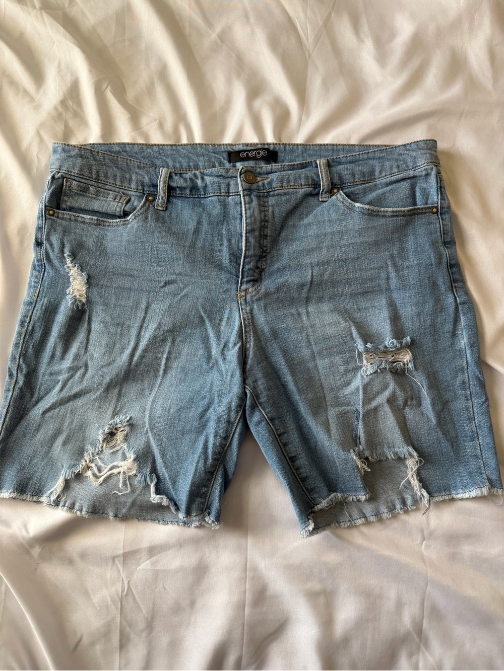 Energie Women’s Light Blue Distressed Denim Shorts